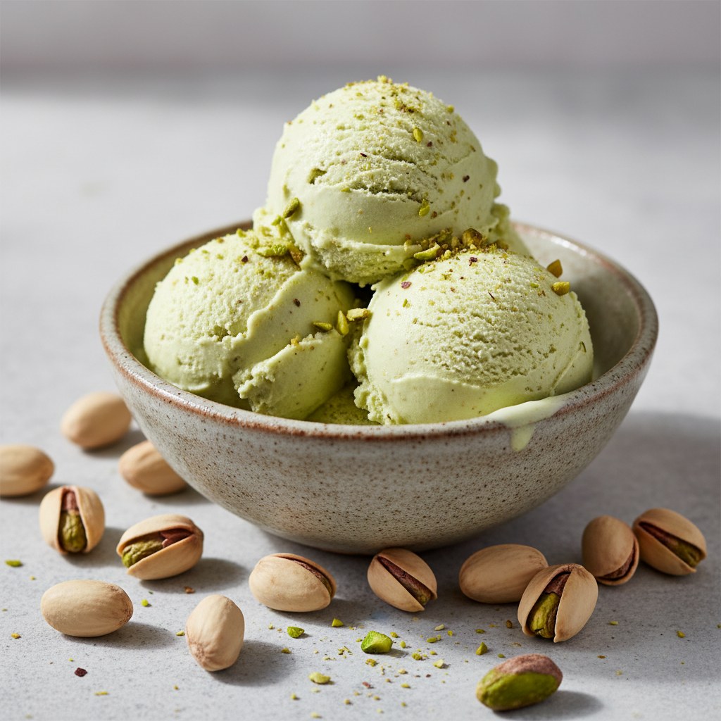 Antep fıstıklı yeşil vegan dondurma